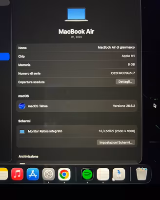 Macbook air 13 m1 anno 2020