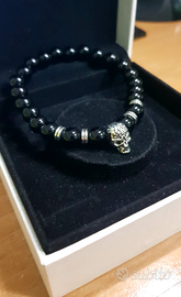 Bracciale Teschio Cranio Pietra Lavica Nero