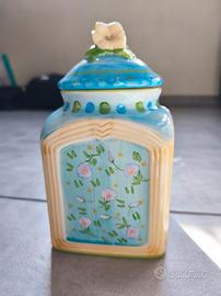 Barattolo ceramica decorato a mano – Motivo florea