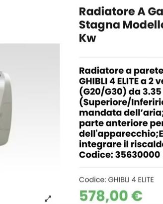 Radiatore gas Termoconvettore termosifone lotto