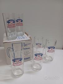 6 boccali pubblicitari birra nastro azzurro nuovi
