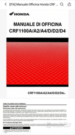 Manuale Officina Honda CRF 1100 Africa Twin 20/21