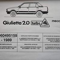 Manuali cataloghi ricambi Alfa Romeo 75 Giulietta