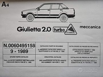 Manuali cataloghi ricambi Alfa Romeo 75 Giulietta