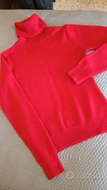 maglia dolcevita rosso fragola lana e viscosa 