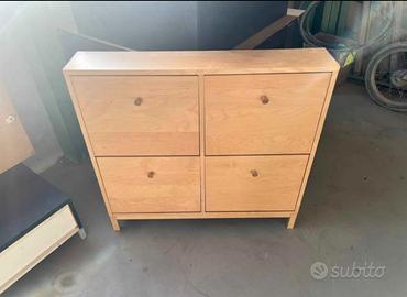 Scarpiera in legno a 4 scomparti + 1 gratis