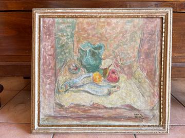 Dipinto ad olio su tela vintage, Natura morta