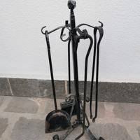 set accessori per camino in ferro battuto 
