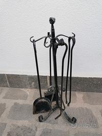 set accessori per camino in ferro battuto 