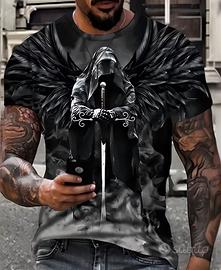 T-Shirt da Uomo con Stampa Teschio 3D