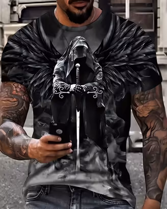 T-Shirt da Uomo con Stampa Teschio 3D