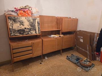 Parete Attrezzata Vintage Anni 60 Antiquariato