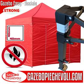 Gazebo 3x3 pieghevole rosso certificato eventi PVC