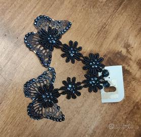 Grandi orecchini leggerissimi in tessuto blu notte