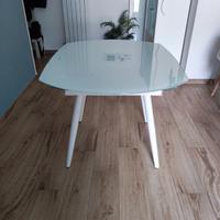 tavolo allungabile in vetro temperato bianco 
