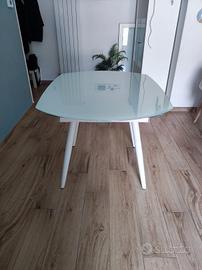 tavolo allungabile in vetro temperato bianco 