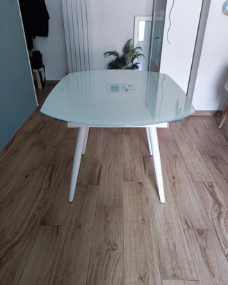 tavolo allungabile in vetro temperato bianco 