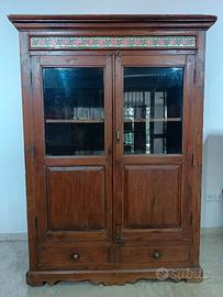 armadio vetrina legno massello pregiato