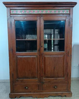 armadio vetrina legno massello pregiato
