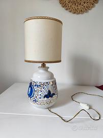 Lampada Artigianale Ceramica Decorata Blu -Vintage
