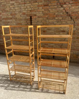 Set 2 scaffali bagno in legno