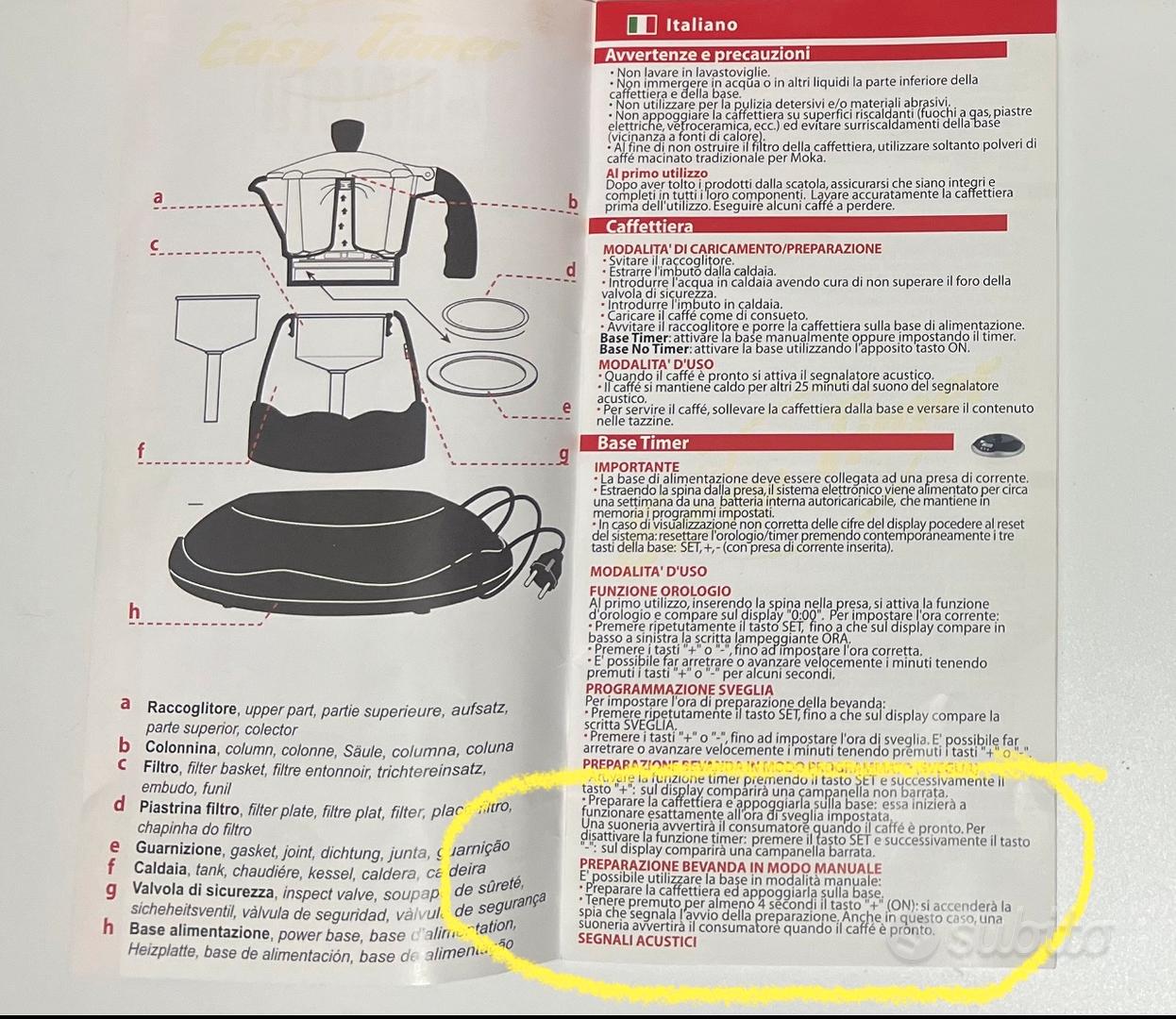 Caffettiera Bialetti Easy Timer 3 tazze - Elettrodomestici In vendita a Roma