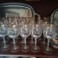 Servizio Bicchieri Vintage Filo Oro 37 Pezzi