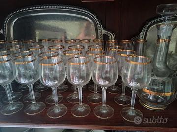 Servizio Bicchieri Vintage Filo Oro 37 Pezzi