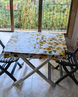 Tavolo da giardino/balcone bianco 79x72 + 2 sedie