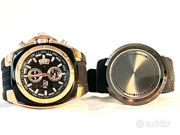 Uomo orologi cinturino nero, analogico e led