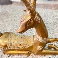 Coppia di Grandi Cervi in Ottone