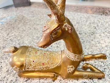 Coppia di Grandi Cervi in Ottone