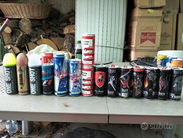 Lattine energy drink Red bull, burn e altre