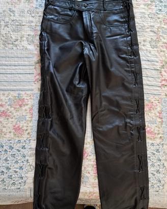 Pantaloni da moto in pelle nera taglia 50