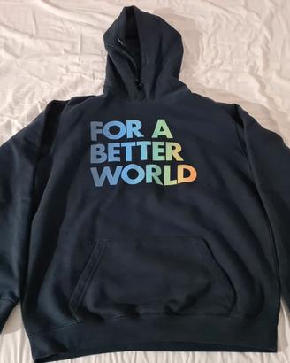 Felpa blu con cappuccio in cotone ecologista