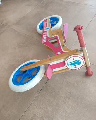 Bicicletta per bambini in legno, senza pedali 