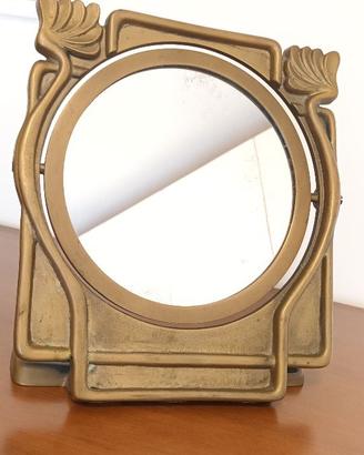Antico Specchio da tavolo e portaritratti bronzo