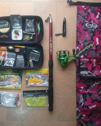 Attrezzatura pesca Completa Canna Mulinello 