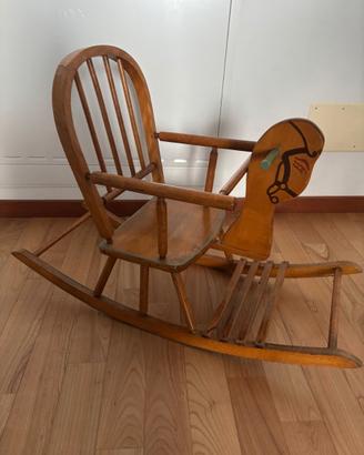 Cavallo a dondolo Vintage in legno massello
