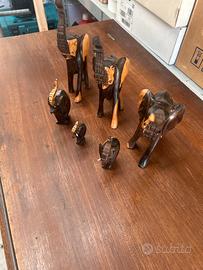 Lotto 6 elefanti in legno sopramobili