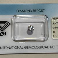 Diamante naturale 0,50 ct D IF certificato