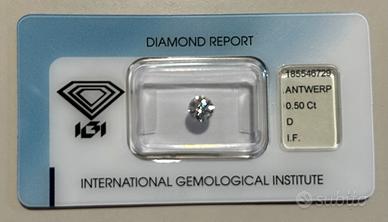 Diamante naturale 0,50 ct D IF certificato