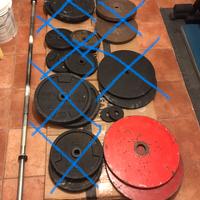 2 Dischi in ghisa 25kg powerlifting + bilancere