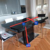 Tavolo nero design Tisettanta laccato lucido