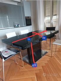 Tavolo nero design Tisettanta laccato lucido