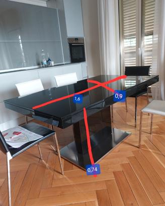 Tavolo nero design Tisettanta laccato lucido