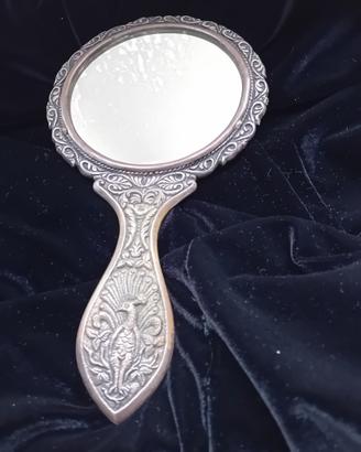Specchio con manico in bronzo vintage