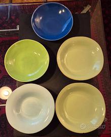 Set 7 Piatti Maiolica Colorati Buono stato