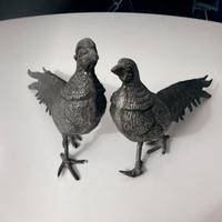 Coppia fagiani decorativi in metallo pesante