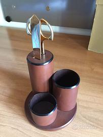 PORTAOGGETTI DA SCRIVANIA IN VERO CUOIO